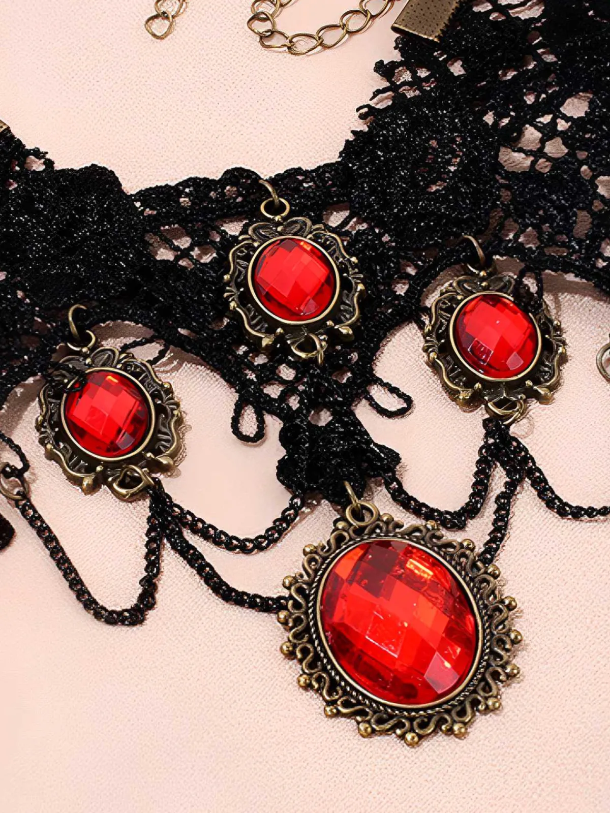 Outlet Retro Stage Vintage Lace Crystal Gothic Jewelry Set