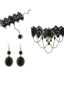 Outlet Retro Stage Vintage Lace Crystal Gothic Jewelry Set