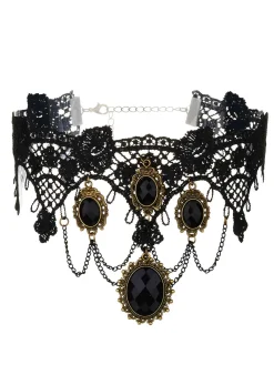 Outlet Retro Stage Vintage Lace Crystal Gothic Jewelry Set