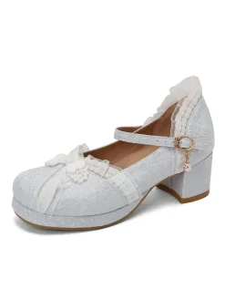 Sale Retro Stage Vintage Lace Pearl Mary Jane Shoes