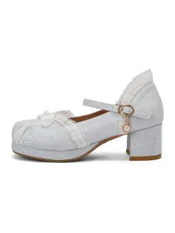Sale Retro Stage Vintage Lace Pearl Mary Jane Shoes