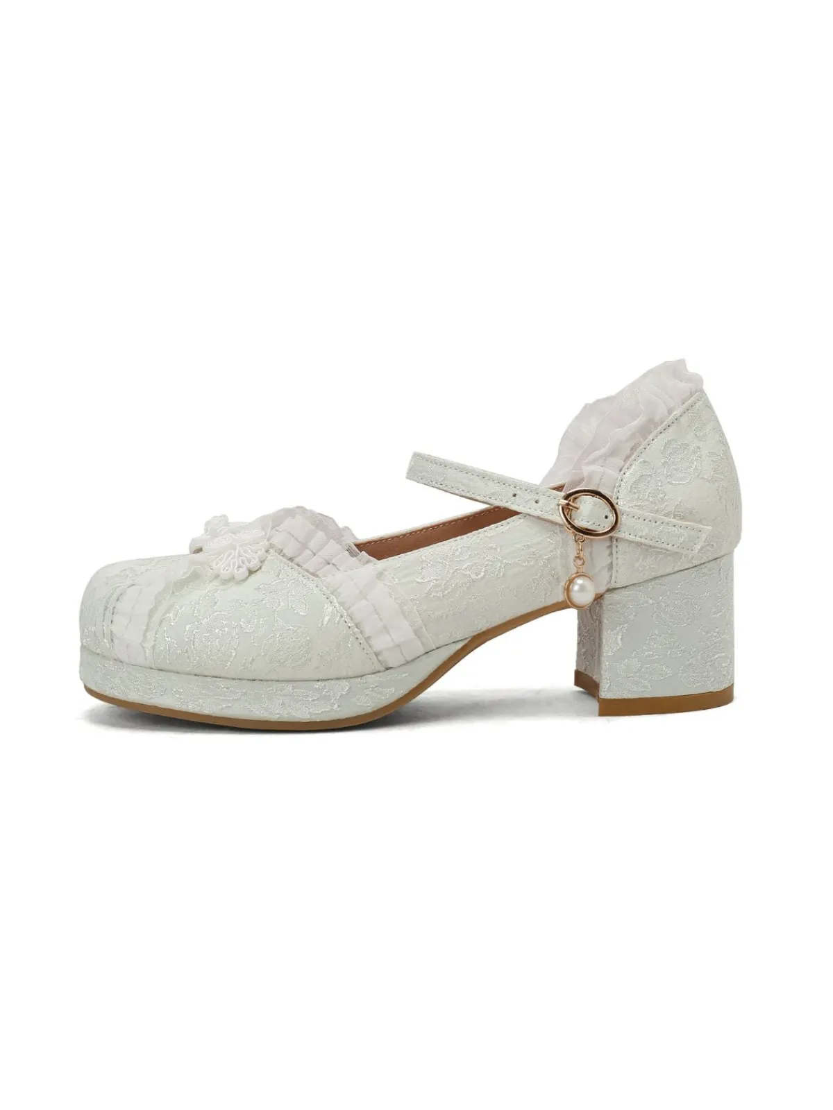 Sale Retro Stage Vintage Lace Pearl Mary Jane Shoes