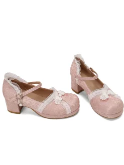Sale Retro Stage Vintage Lace Pearl Mary Jane Shoes