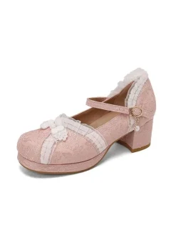 Sale Retro Stage Vintage Lace Pearl Mary Jane Shoes