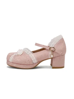 Sale Retro Stage Vintage Lace Pearl Mary Jane Shoes