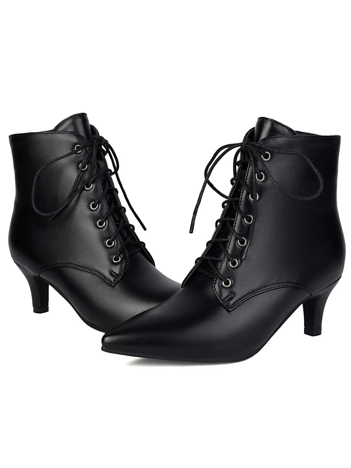 Hot Retro Stage Vintage Lace-Up Kitten Heel Ankle Boots