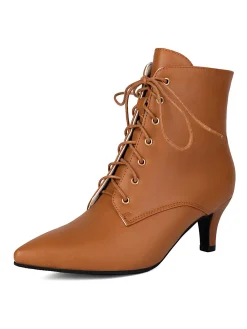 Hot Retro Stage Vintage Lace-Up Kitten Heel Ankle Boots