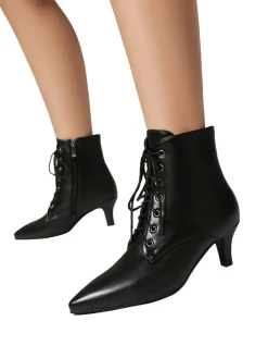 Hot Retro Stage Vintage Lace-Up Kitten Heel Ankle Boots