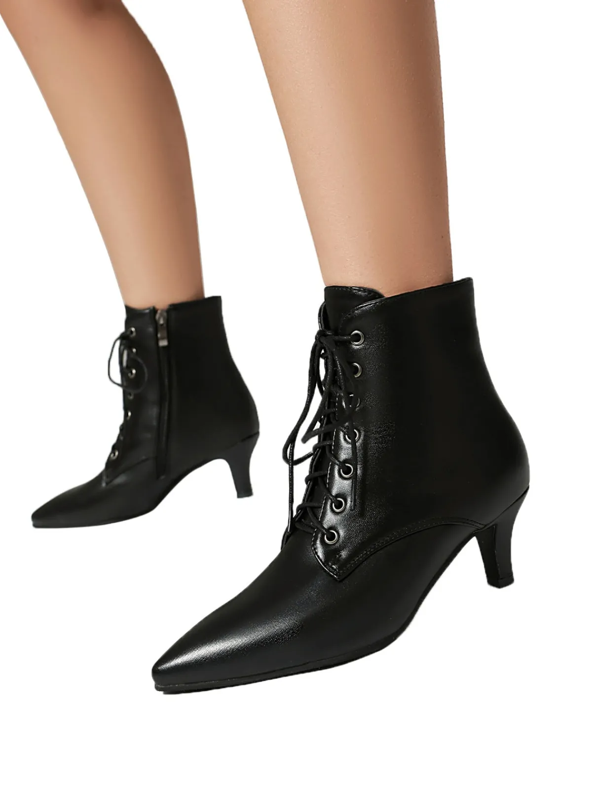 Hot Retro Stage Vintage Lace-Up Kitten Heel Ankle Boots