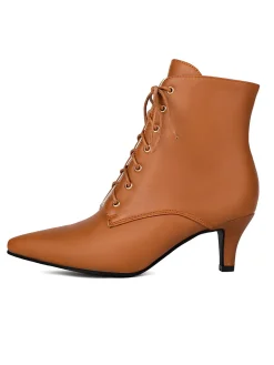 Hot Retro Stage Vintage Lace-Up Kitten Heel Ankle Boots