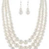 New Retro Stage Vintage Layered Pearl Necklace & Earring Set