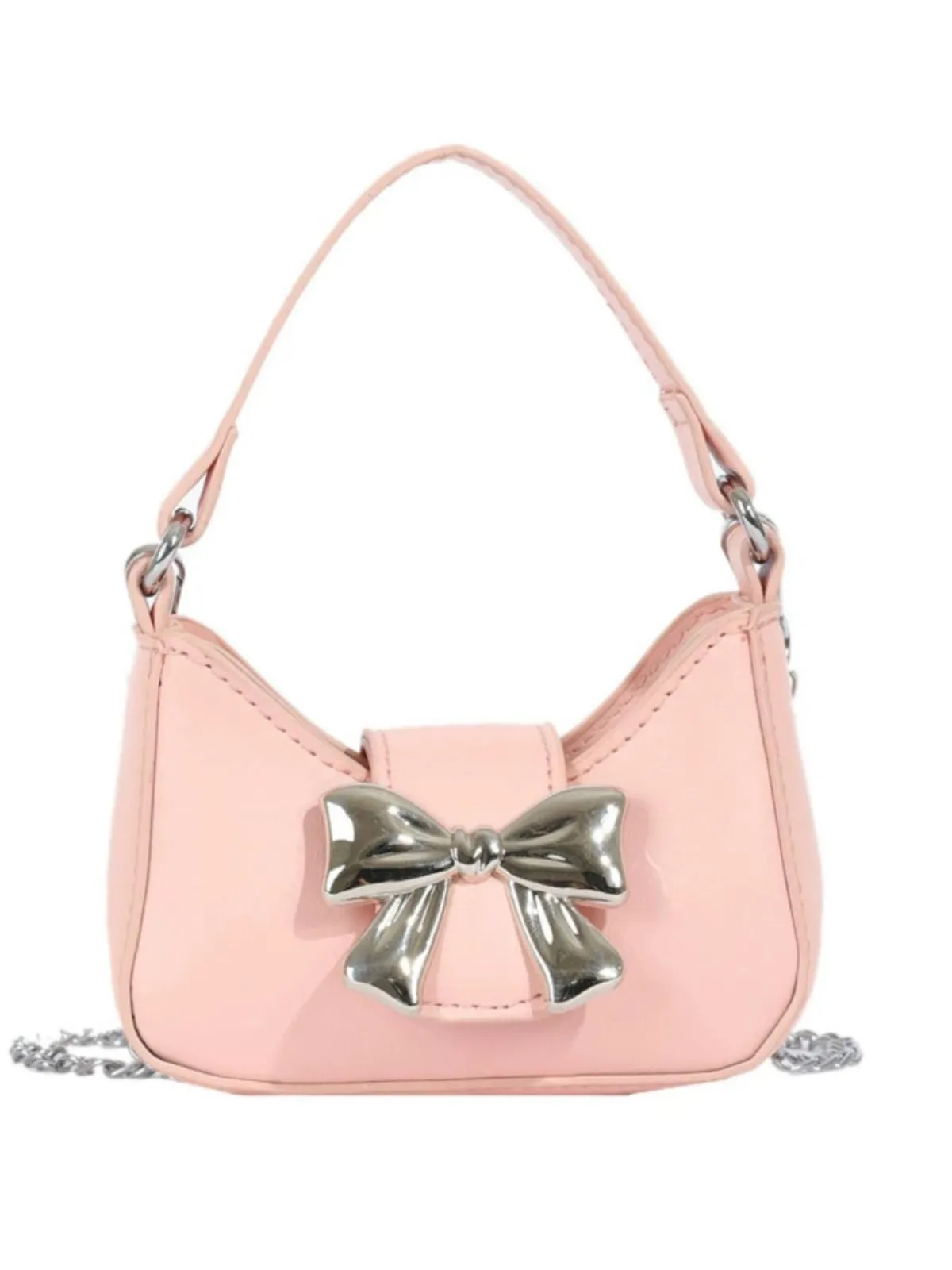 New Retro Stage Vintage Leather Bow Handle Handbag
