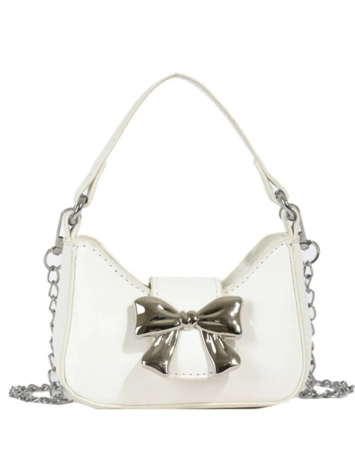 New Retro Stage Vintage Leather Bow Handle Handbag