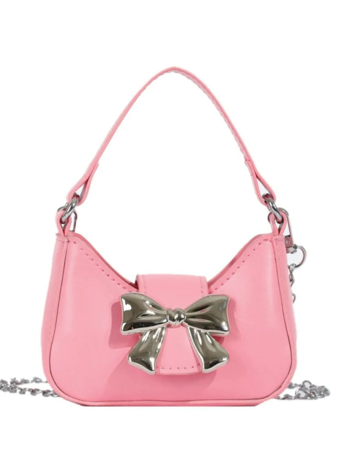 New Retro Stage Vintage Leather Bow Handle Handbag