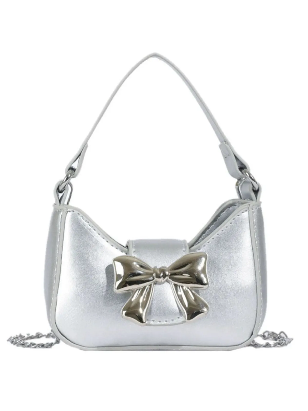 New Retro Stage Vintage Leather Bow Handle Handbag
