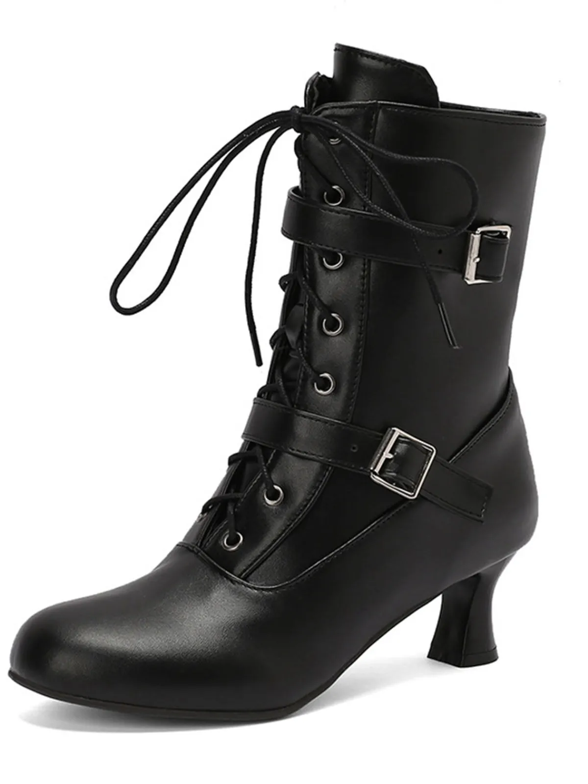 Hot Retro Stage Vintage Leather Lace-up High Heel Boots