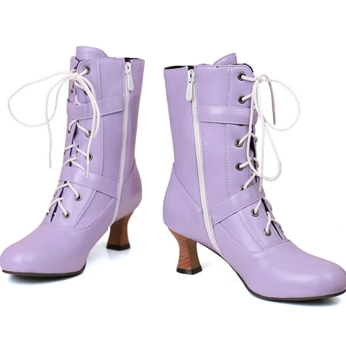 Hot Retro Stage Vintage Leather Lace-up High Heel Boots
