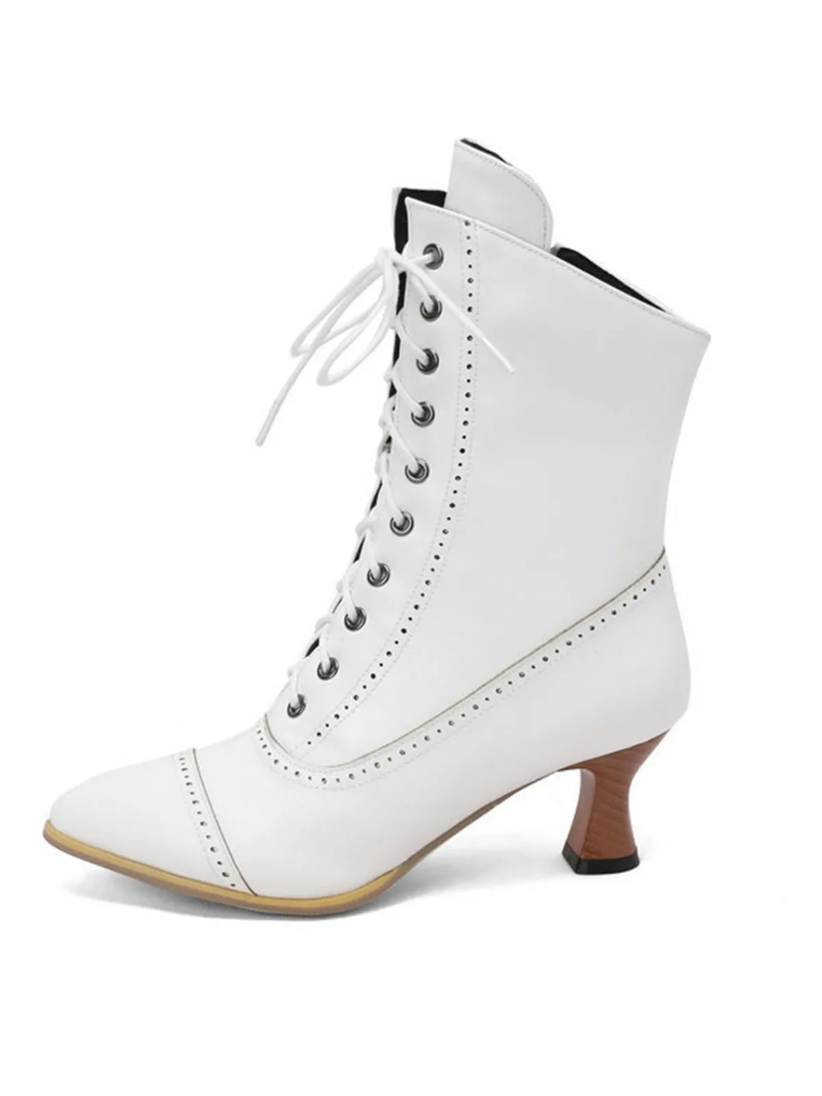 Hot Retro Stage Vintage Leather Lace-up Kitten Heel Boots