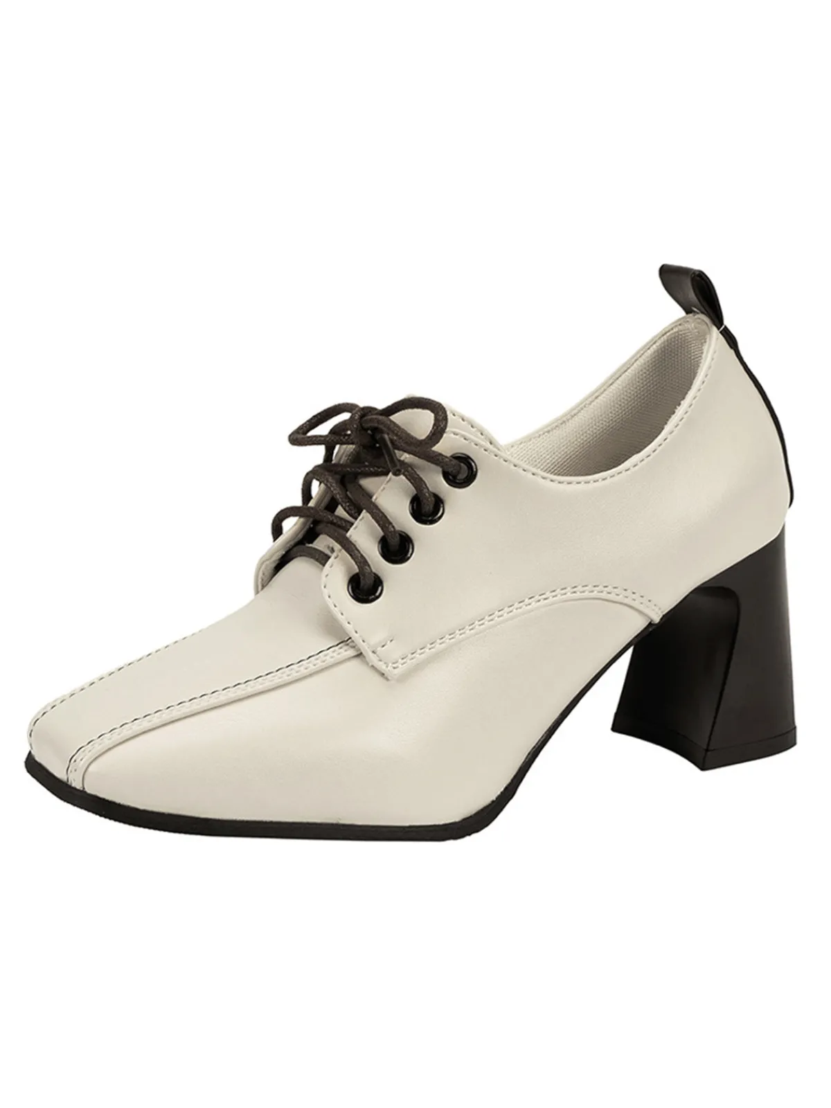 Sale Retro Stage Vintage Leather Pointed Lace-Up High Heels