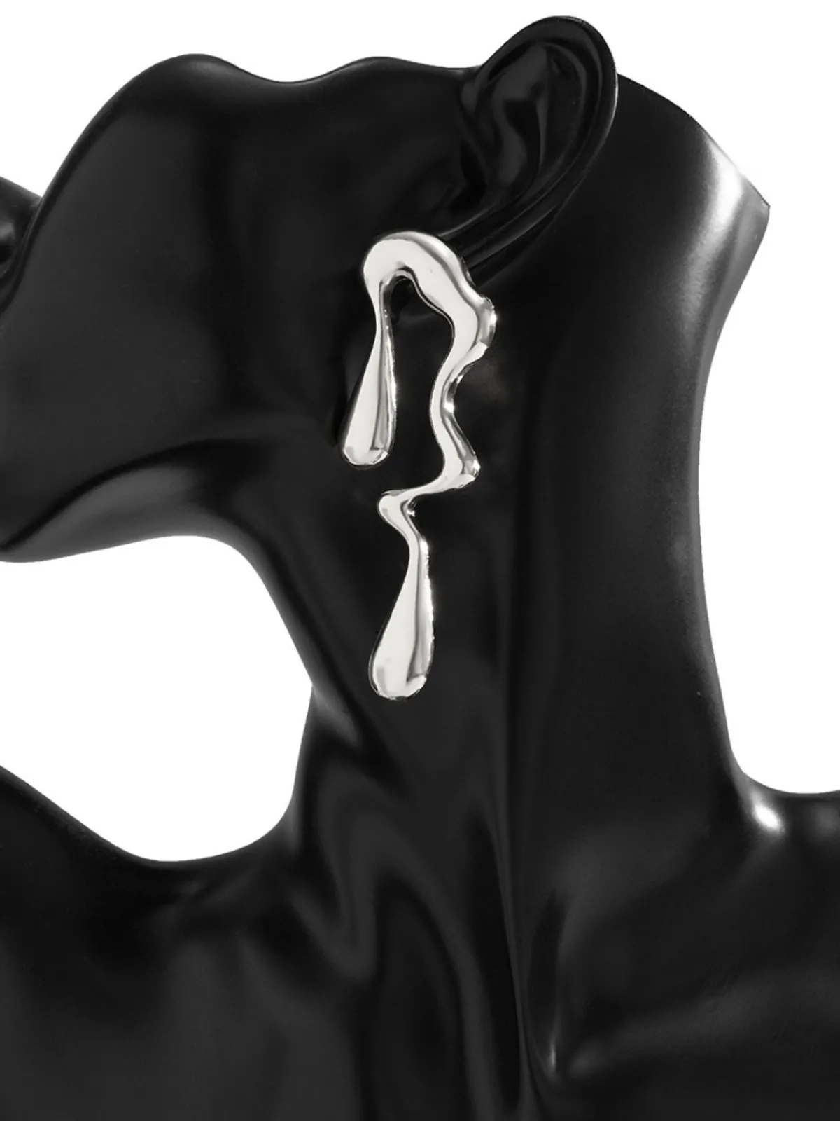 Discount Retro Stage Vintage Liquid Metal Drop Stud Earrings