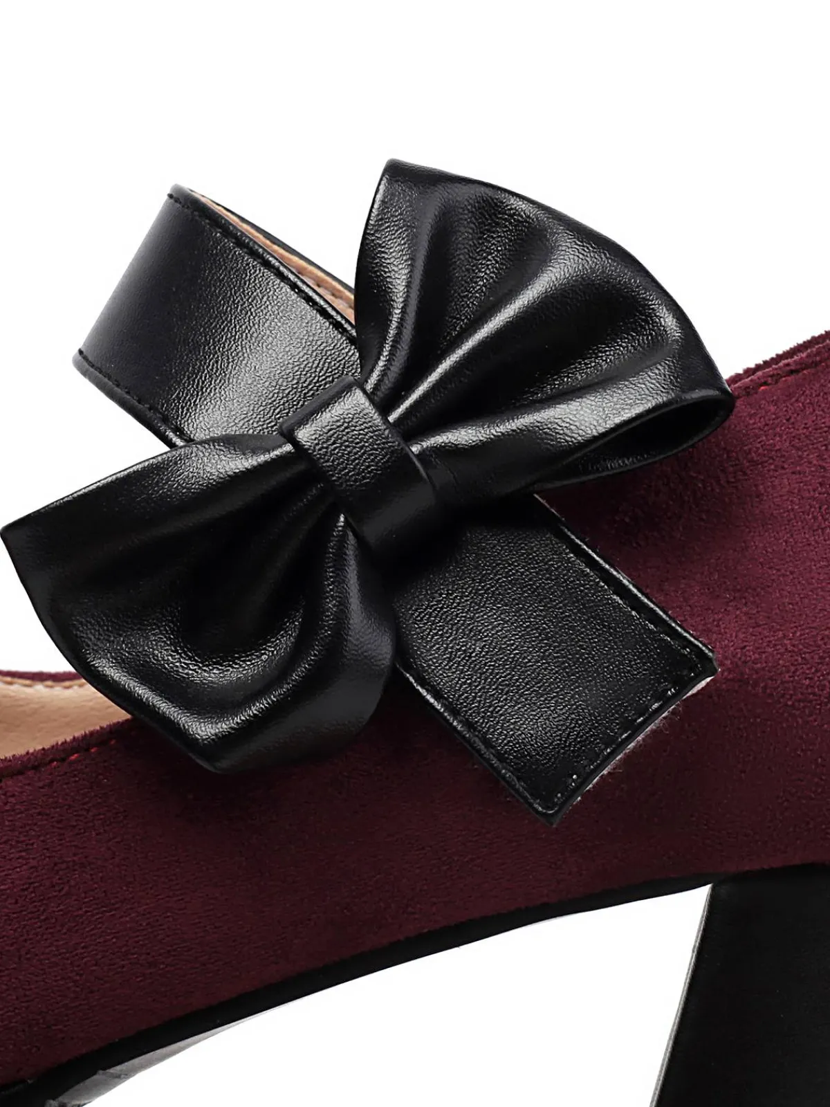 Online Retro Stage Vintage Mary Jane Bow Chunky Heel Shoes