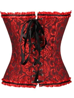 Fashion Retro Stage Vintage Palace Print Lace-Up Corset