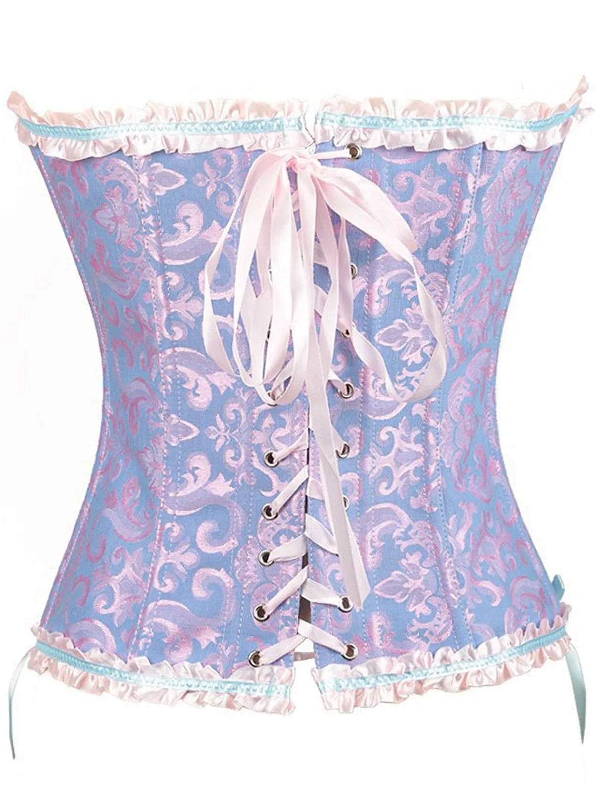 Fashion Retro Stage Vintage Palace Print Lace-Up Corset