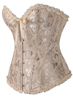 Fashion Retro Stage Vintage Palace Print Lace-Up Corset
