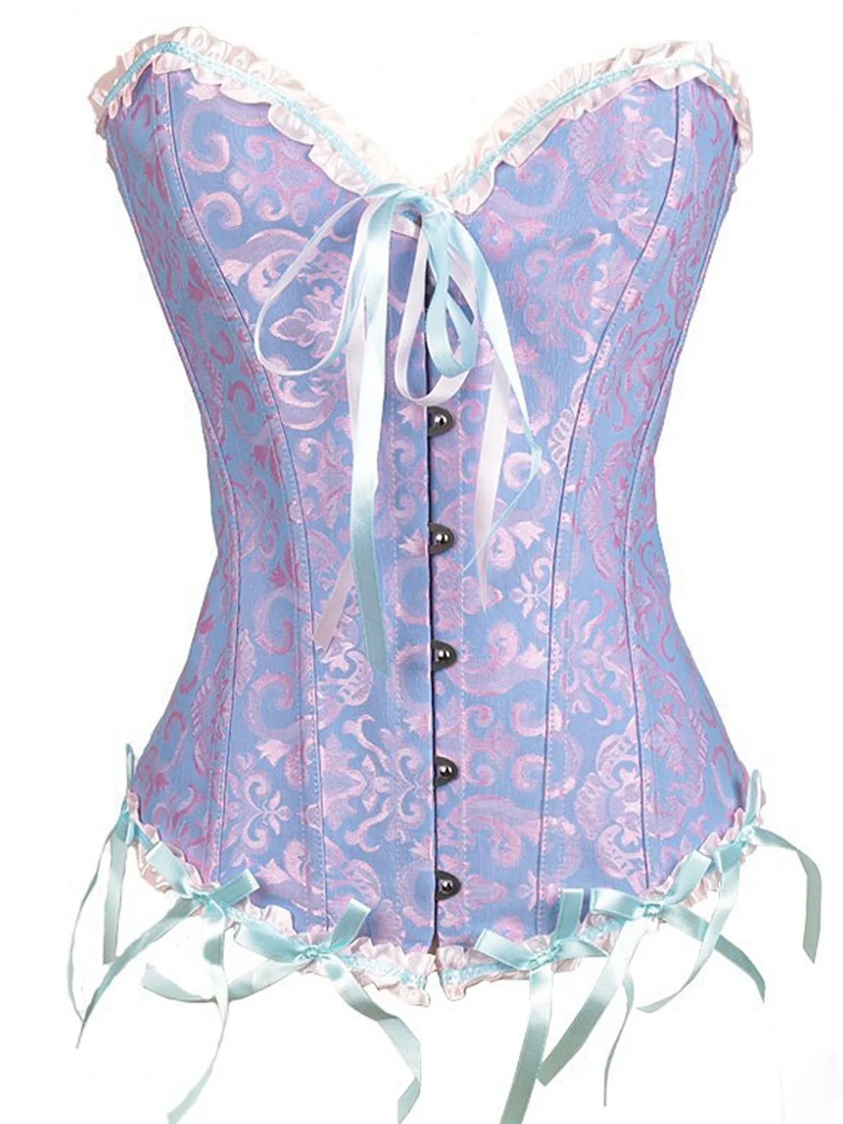 New Retro Stage Vintage Palace Print Lace-Up Corset