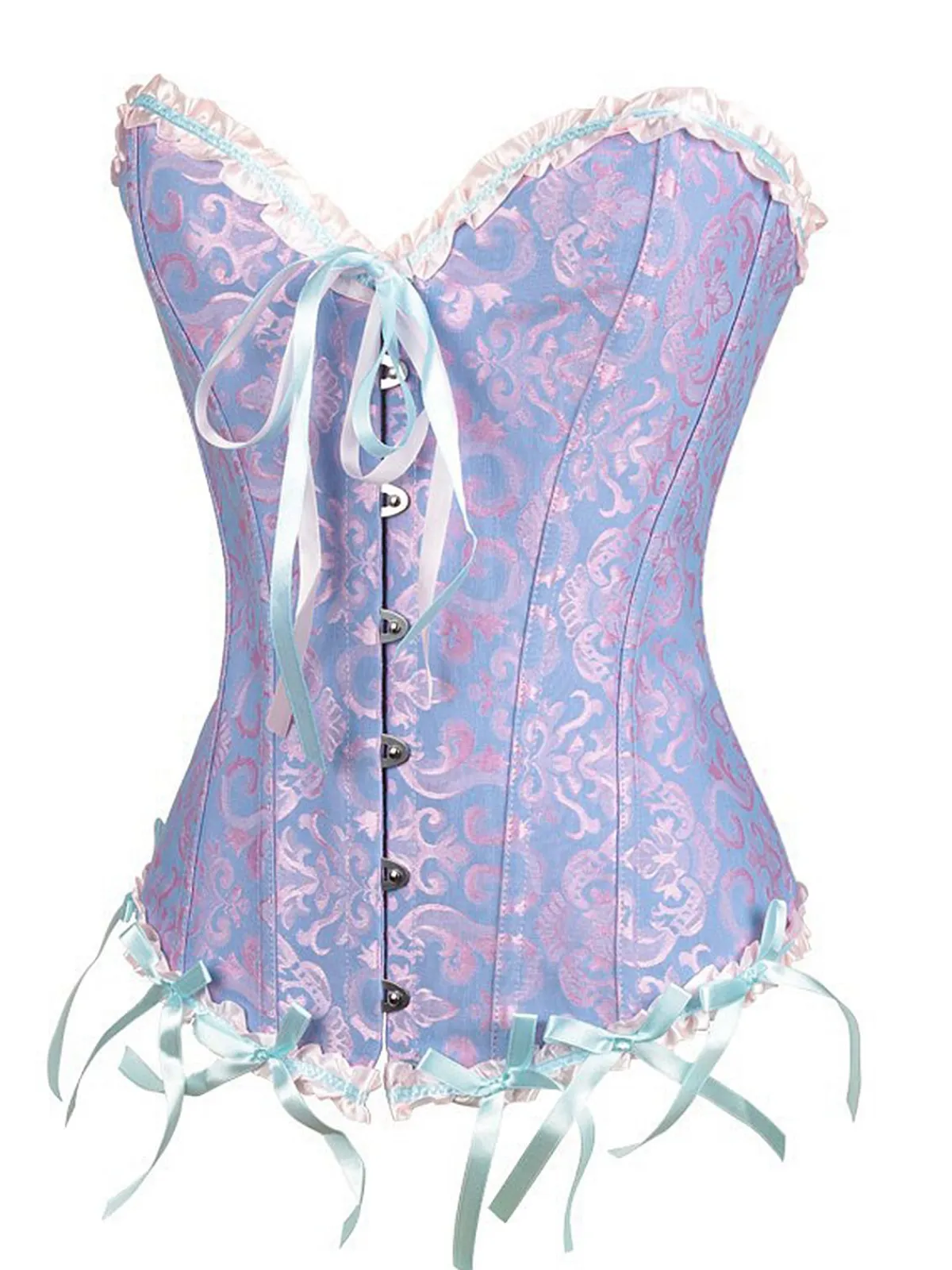 Fashion Retro Stage Vintage Palace Print Lace-Up Corset
