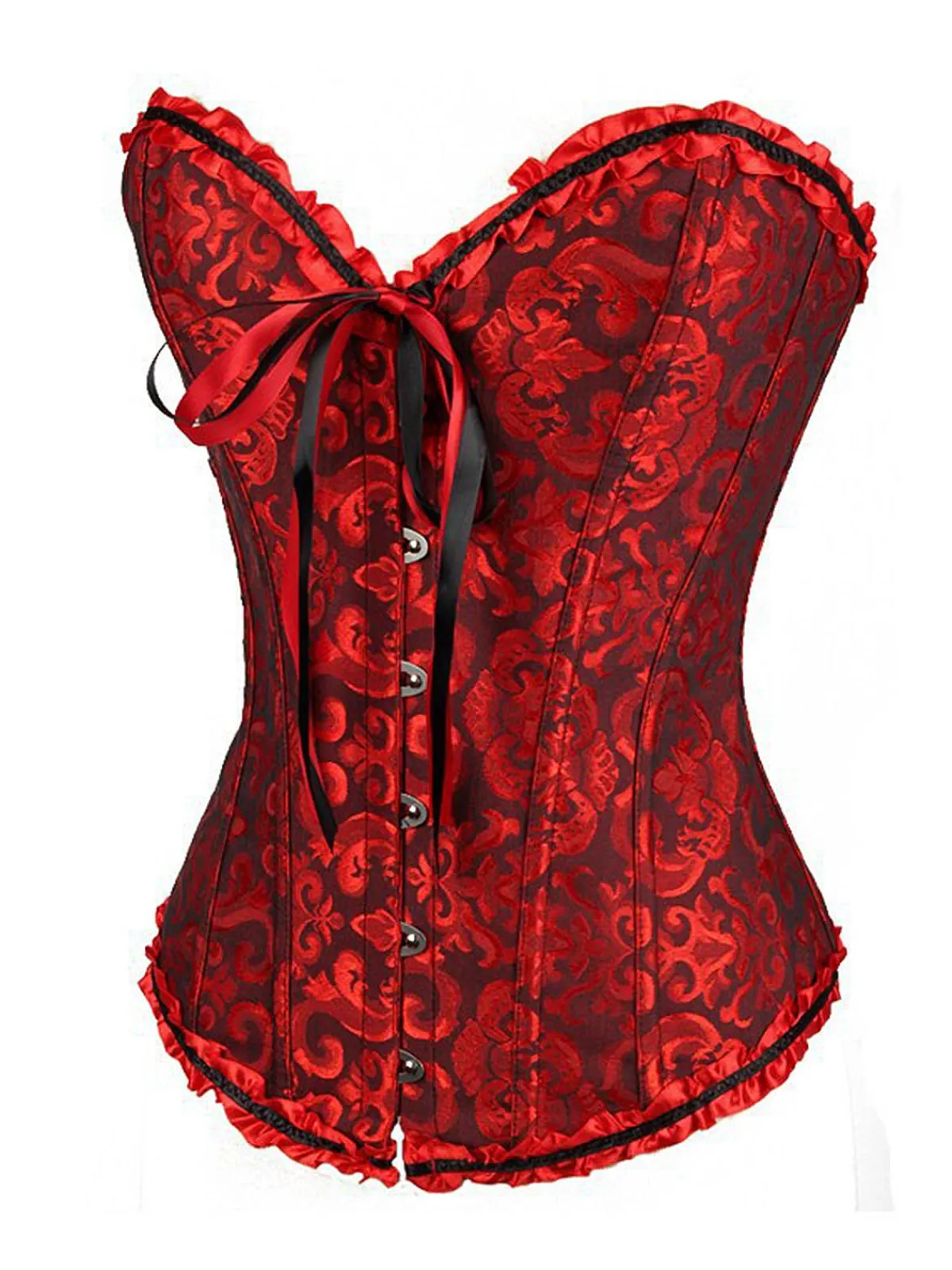 Fashion Retro Stage Vintage Palace Print Lace-Up Corset