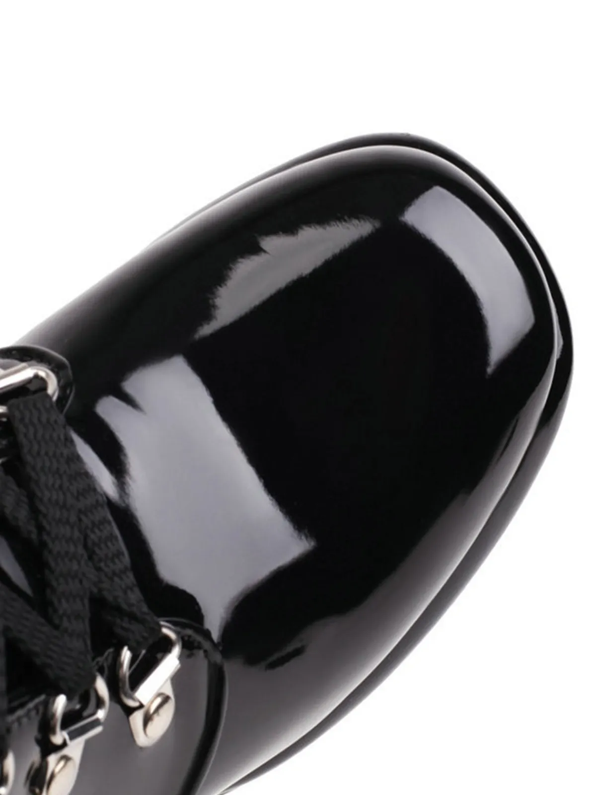 Best Retro Stage Vintage Patent Leather Lace-Up High Heel Boots