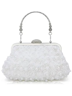 Clearance Retro Stage Vintage Pearl & 3D Flower Tote Bag