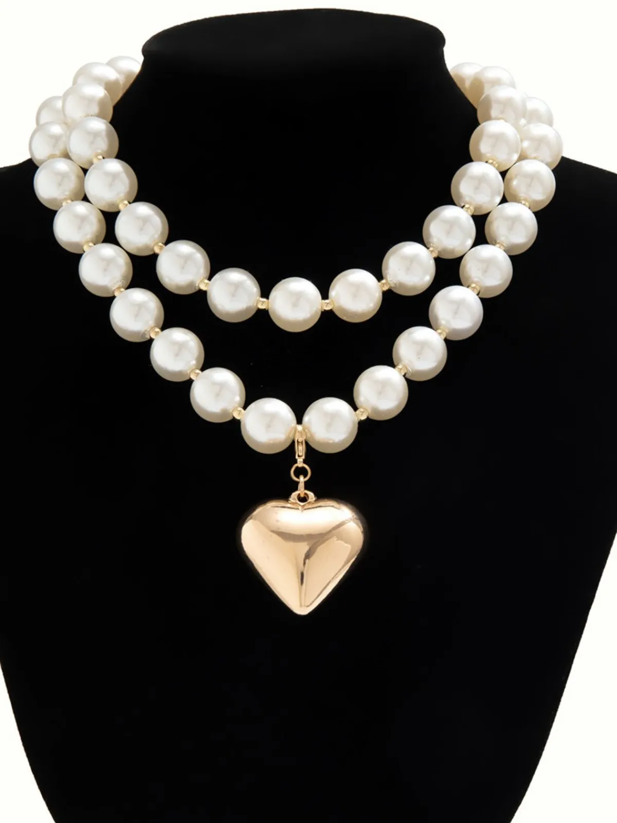 Sale Retro Stage Vintage Pearl Heart Pendant Necklace