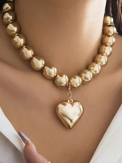 Sale Retro Stage Vintage Pearl Heart Pendant Necklace