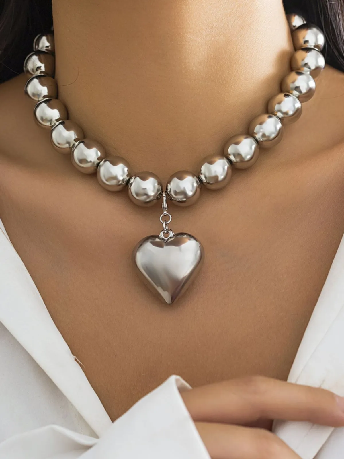 Sale Retro Stage Vintage Pearl Heart Pendant Necklace