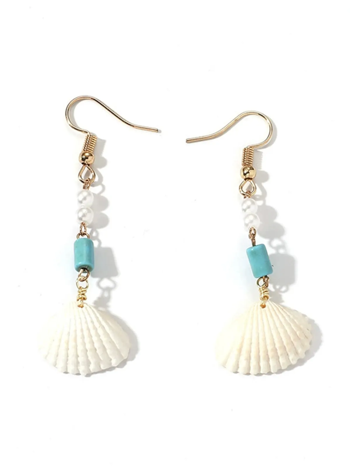 Fashion Retro Stage Vintage Pearl Seashell Drop Earrings