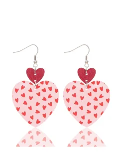 New Retro Stage Vintage Pink & Red Sweetheart Shape Earrings