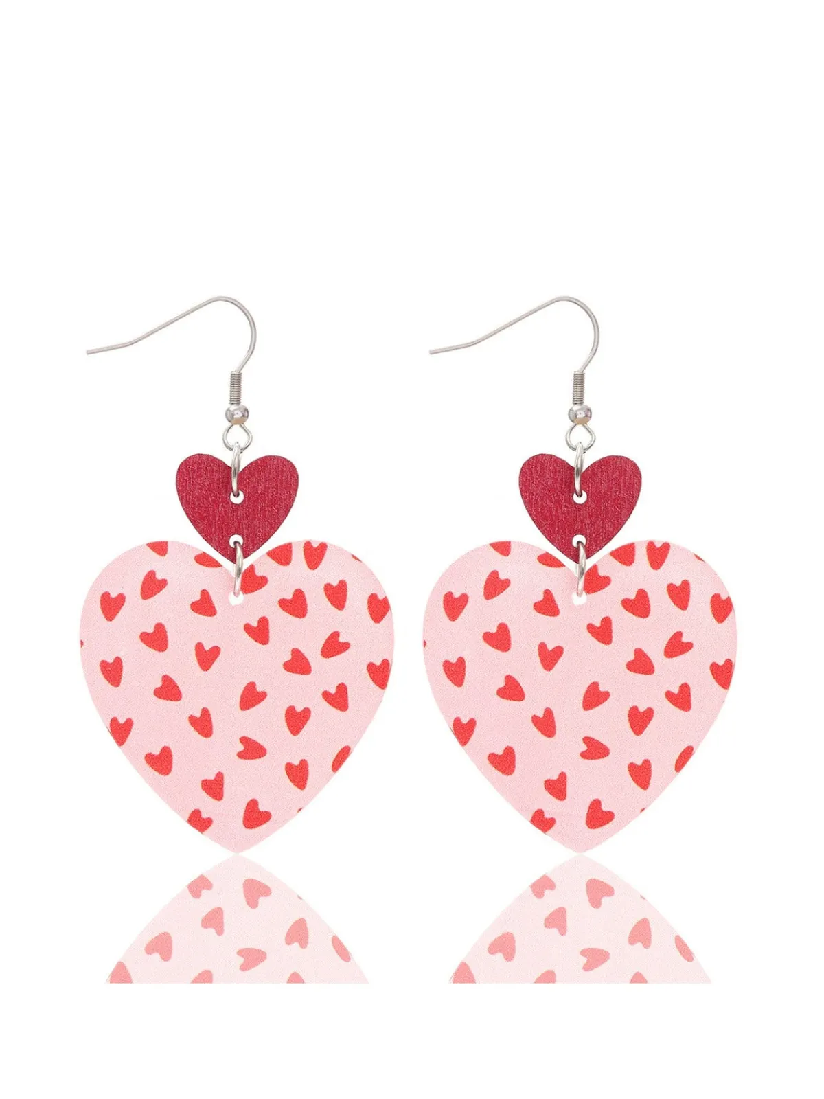 New Retro Stage Vintage Pink & Red Sweetheart Shape Earrings