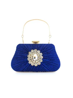 Online Retro Stage Vintage Pleated Crafted Rhinestone Bag