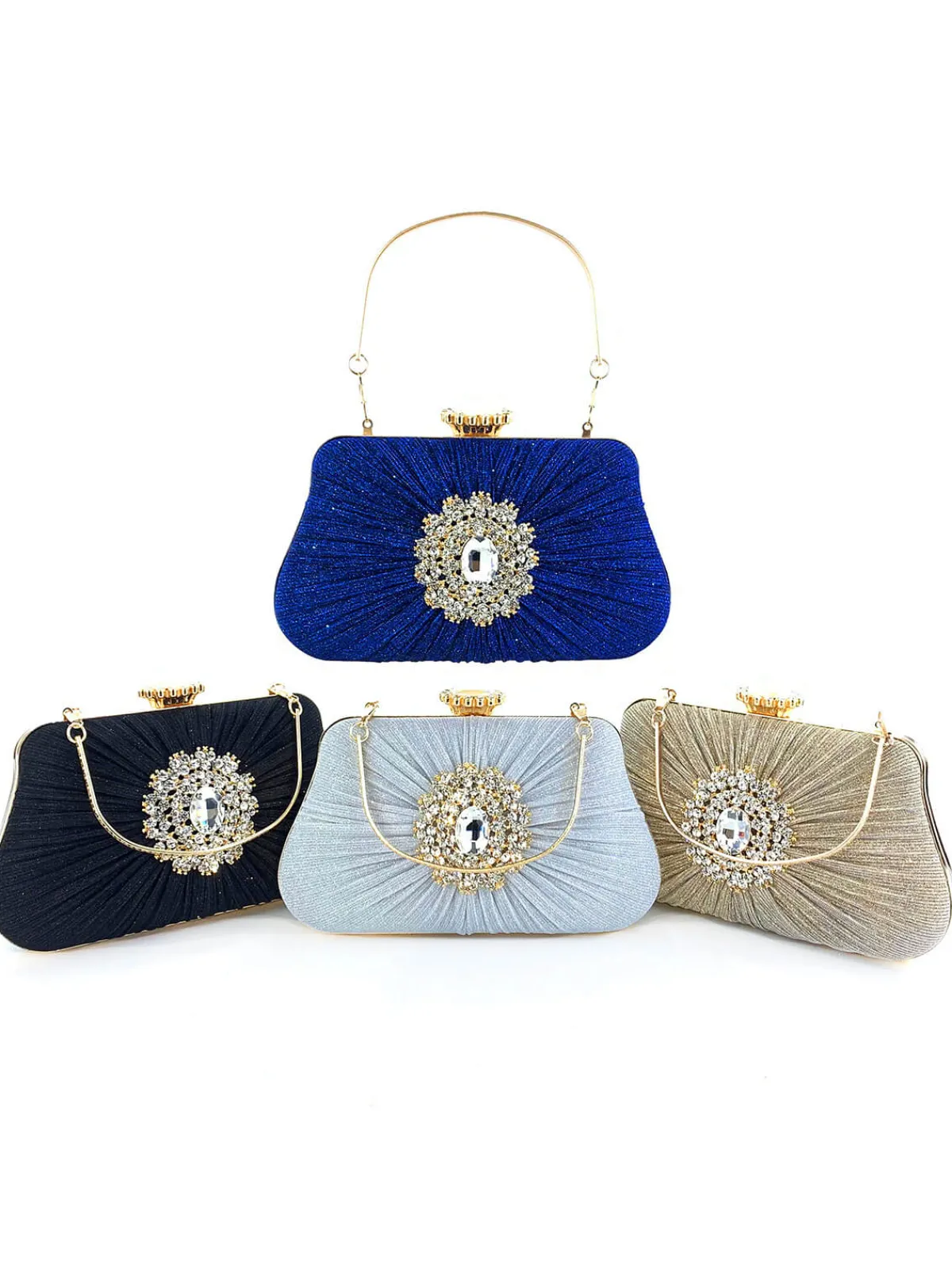 Online Retro Stage Vintage Pleated Crafted Rhinestone Bag