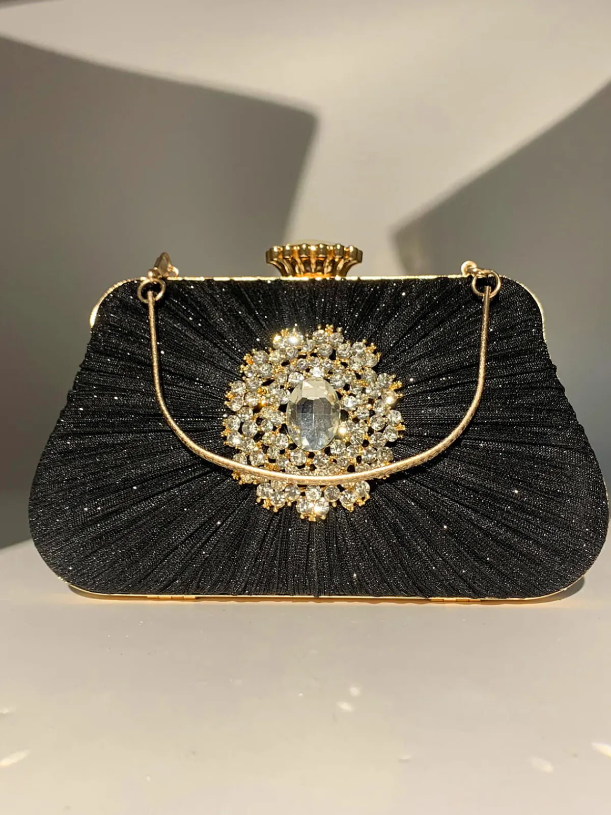 Online Retro Stage Vintage Pleated Crafted Rhinestone Bag
