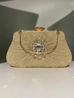 Online Retro Stage Vintage Pleated Crafted Rhinestone Bag