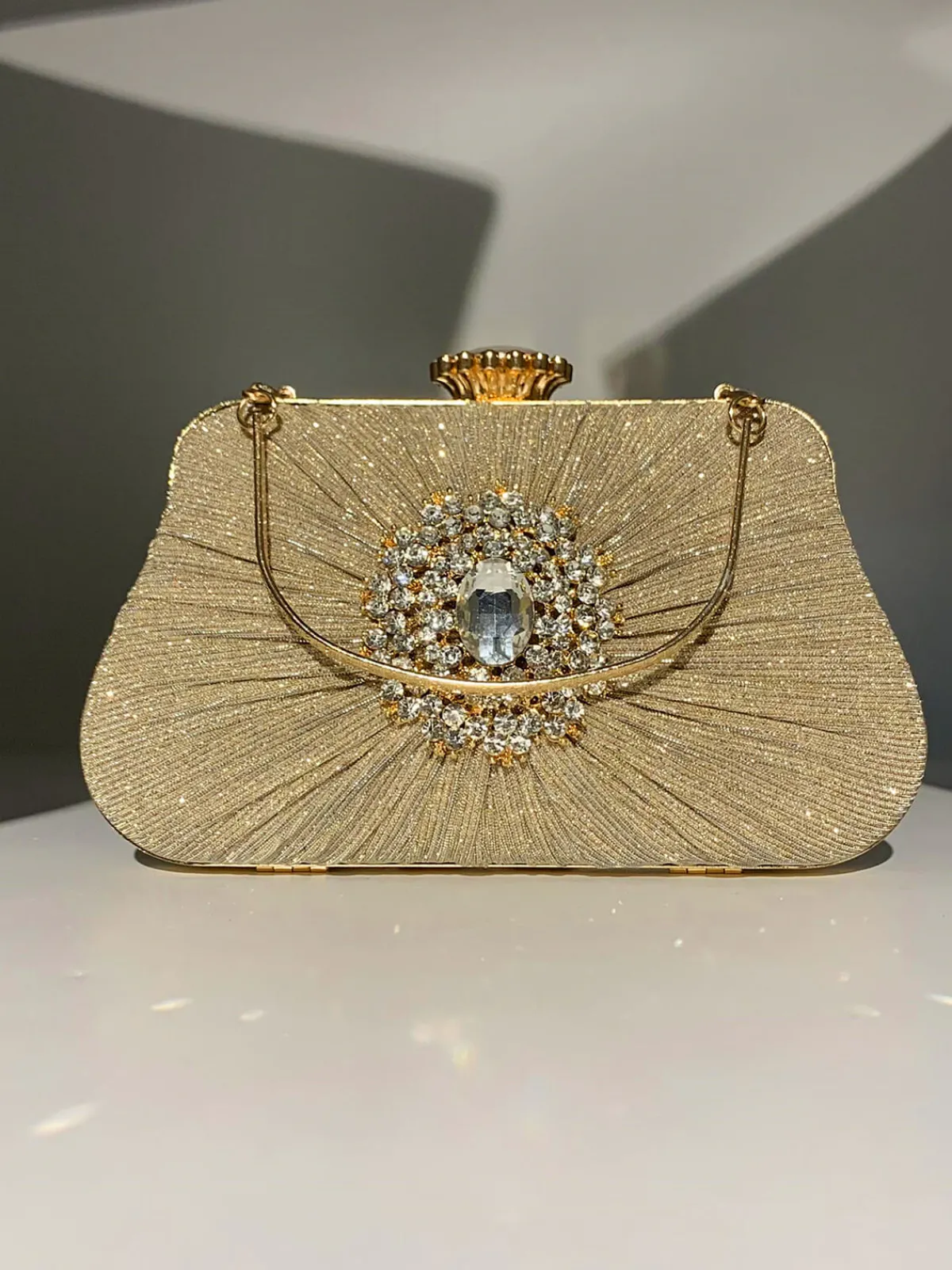 Online Retro Stage Vintage Pleated Crafted Rhinestone Bag