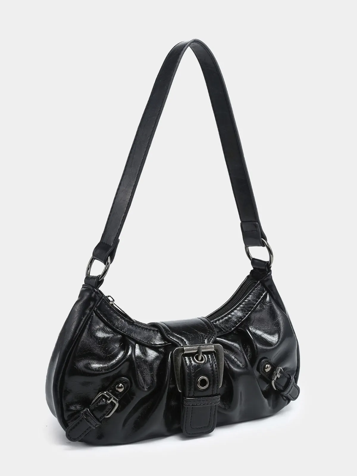 Online Retro Stage Vintage PU Leather Magnetic Closure Zipper Underarm Bag
