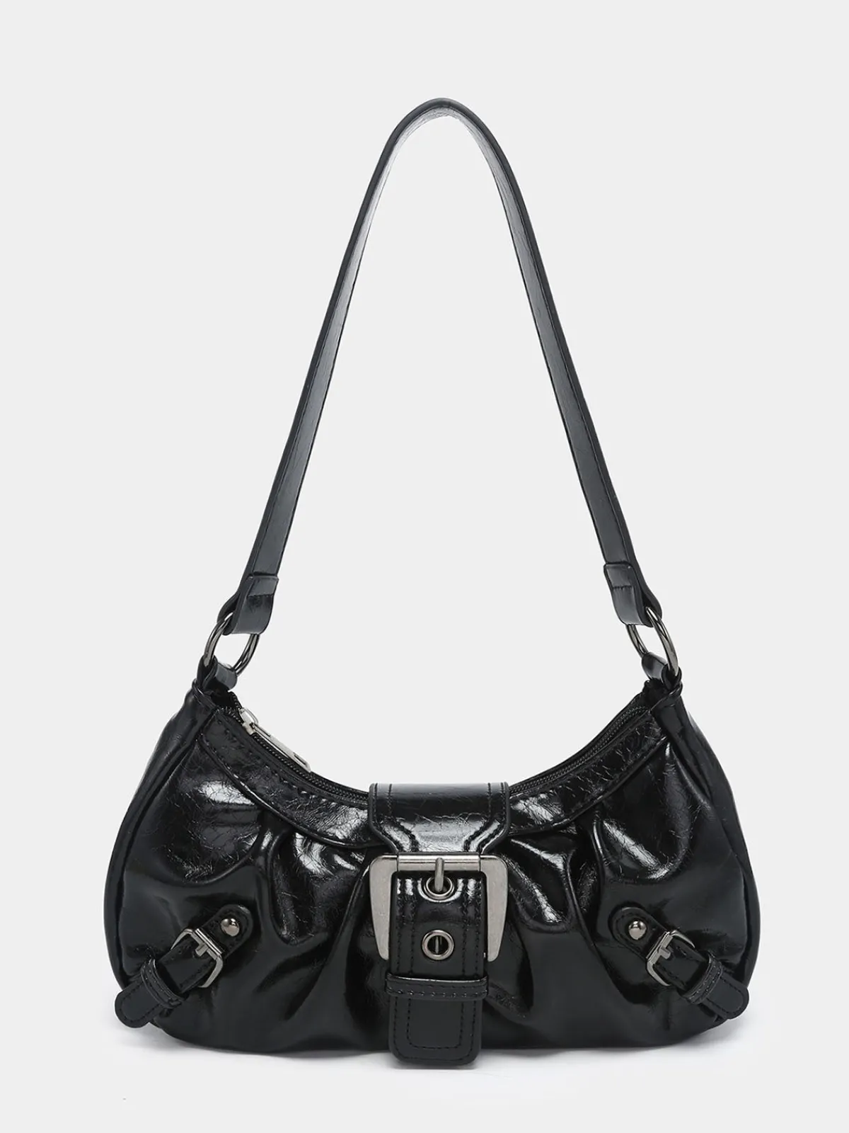 Online Retro Stage Vintage PU Leather Magnetic Closure Zipper Underarm Bag