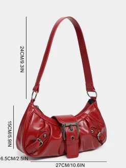 Online Retro Stage Vintage PU Leather Magnetic Closure Zipper Underarm Bag