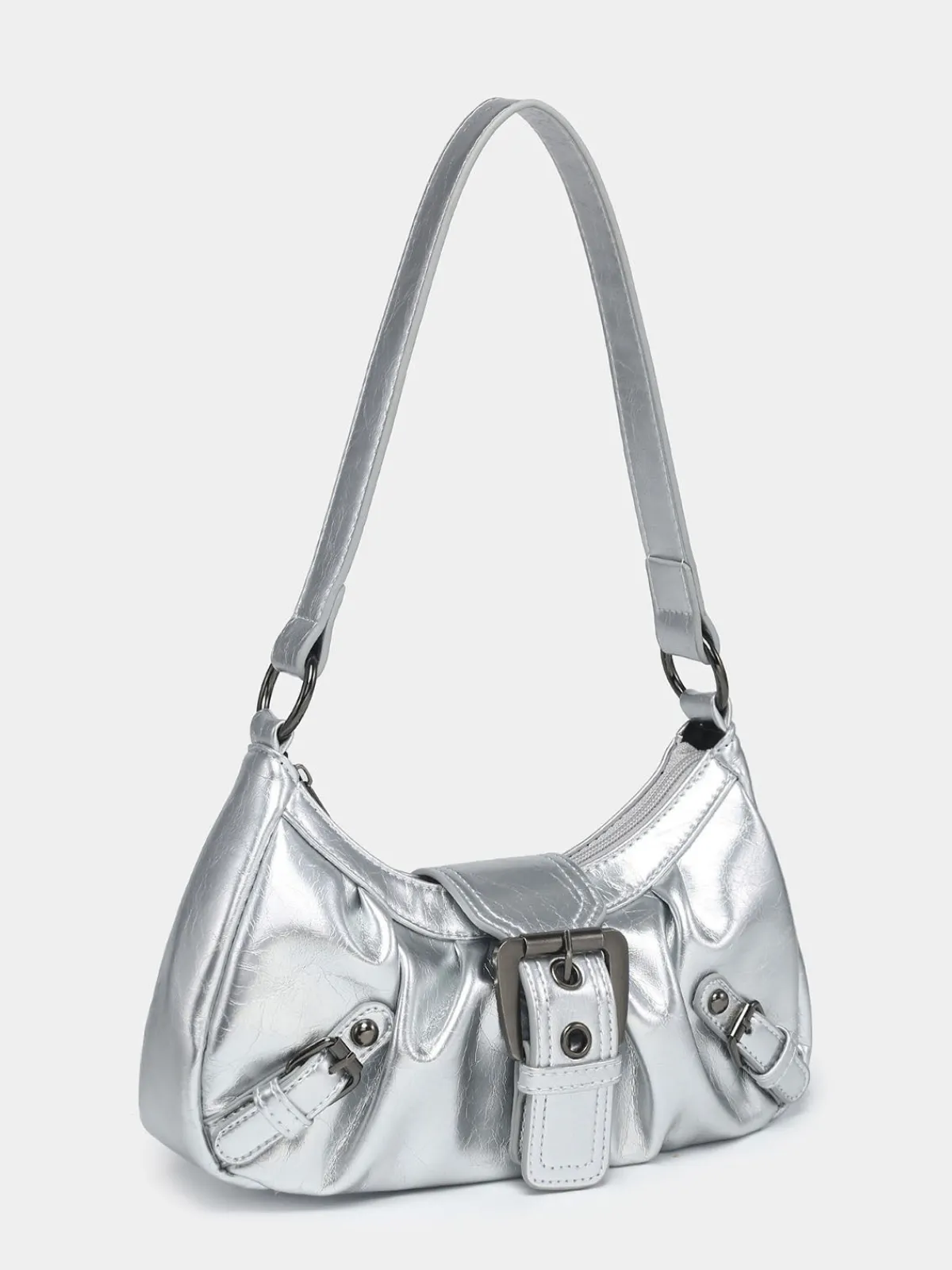 Online Retro Stage Vintage PU Leather Magnetic Closure Zipper Underarm Bag
