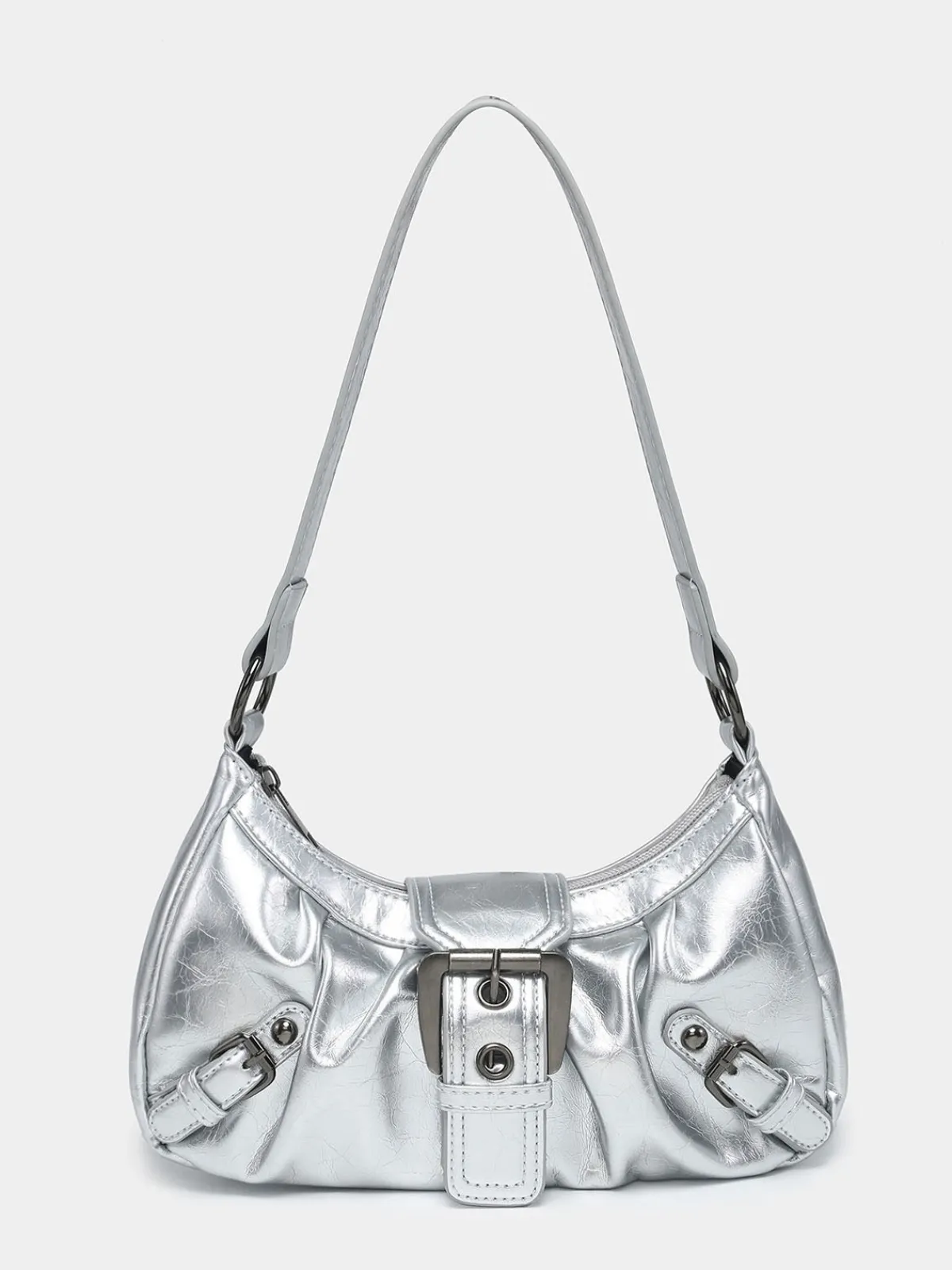 Online Retro Stage Vintage PU Leather Magnetic Closure Zipper Underarm Bag