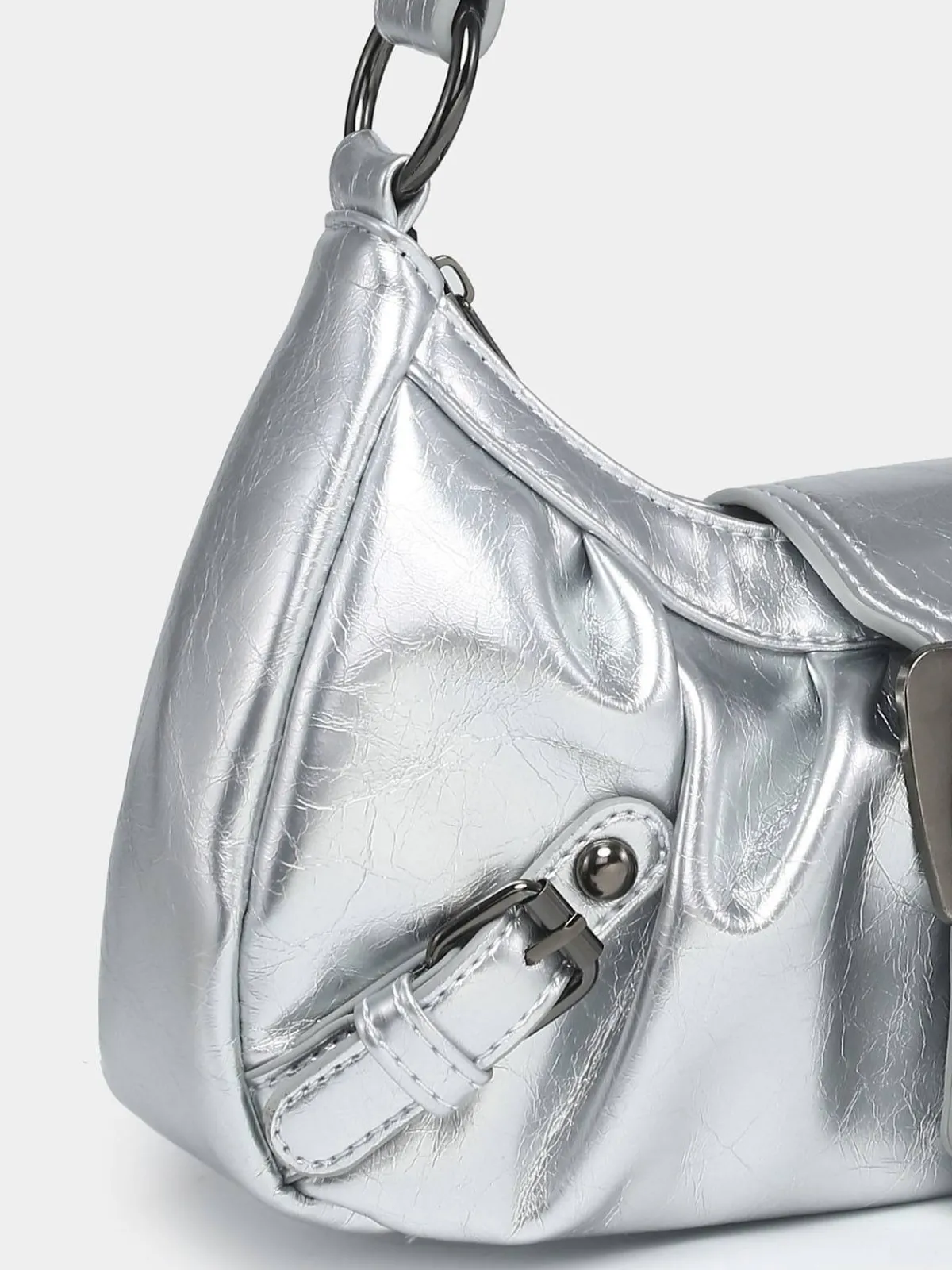 Online Retro Stage Vintage PU Leather Magnetic Closure Zipper Underarm Bag